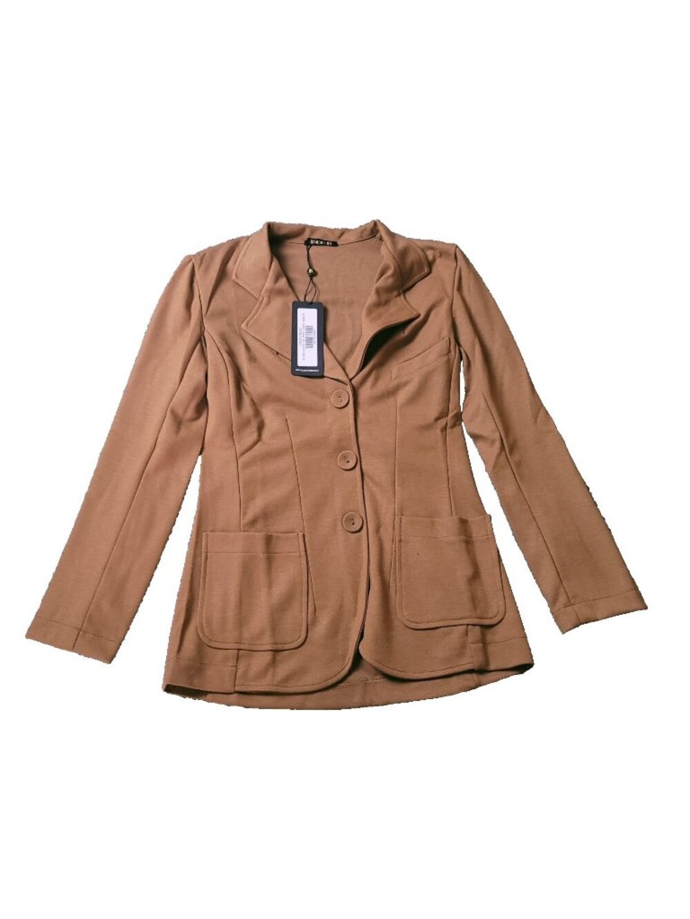 Suzie Kondi Ponte Blazer Womens XS Extra Small Camel Brown 3 Button Jacket